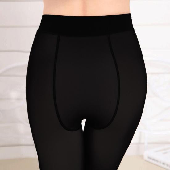 Women Winter Pantyhose Elastic Plush Lined Solid Color Mid-waist Keep Warm Short Skirt Dress Matching Bottming Leggings Women Tights