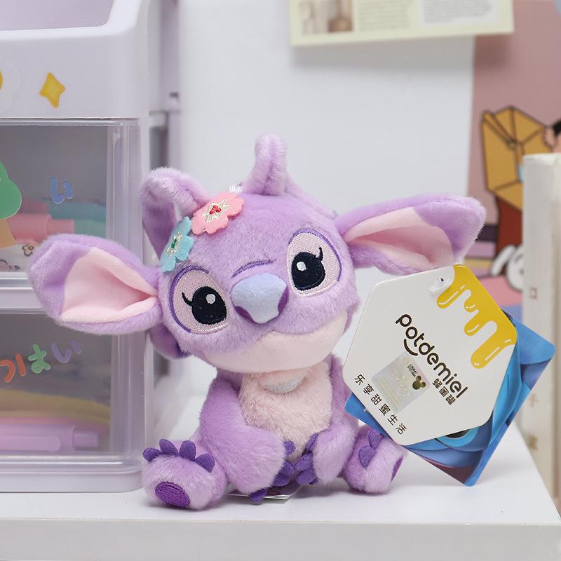 Disneys Lilo Stitch Stitch Angel Plush Figures Purple Anime Dolls Cute Keychain Charms Birthday Gifts Room Decor