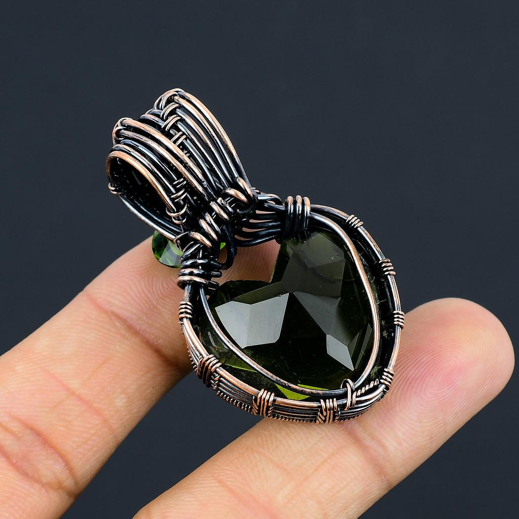 Peridot Handmade Copper Wire Wrap Gift Jewelry Pendant 2.05" P9h23