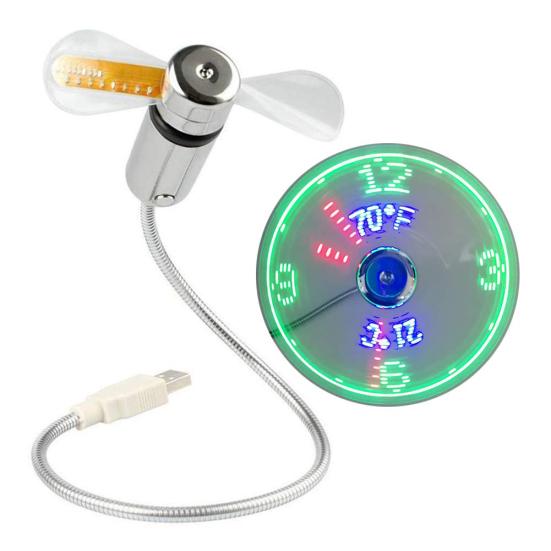 Creative Mini USB Real Time Temperature LED Clock Display Summer Cooling Fan