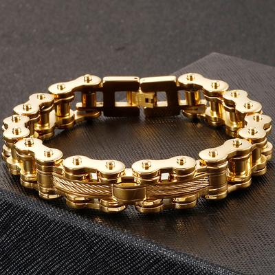 13MM Bicycle Bike Chain Bracelet for Men In Stainless Steel Rock and Roll Men's Jewellery Accessories On Hand Wrist Bracelets