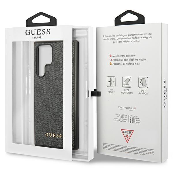 Guess Guhcs23Lg4Gfgr S23 Ultra S918 Szary/Grey Hardcase 4G Metal Gold Logo