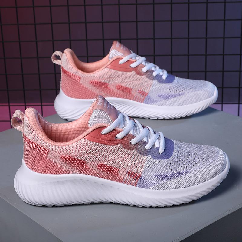 Quanzhou Sneaker Women's Outdoors Commute Casual Shoes Lightweight Thick Bottom Color Matching Breathable Comfortable Flyknit Mesh Shoes