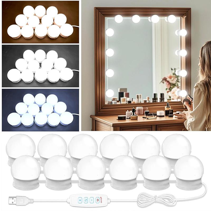 LED Detachable Bulbs Makeup Mirror Lamp USB Power Cosmetic Mirror Light Dressing Table Lighting Dimmable LED Vanity Lights