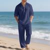 2026 Men's Casual Loose Fit Linen Sports Suit with Long Sleeves