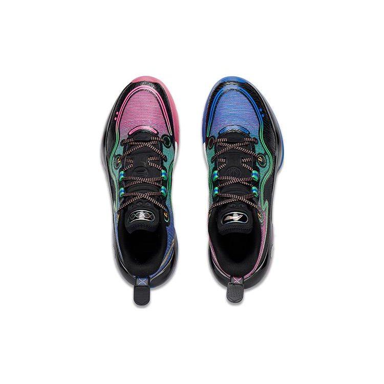 Li Ning Yushuai Evolution Low Textile, TPU Abrasion Resistant Breathable Low top Basketball Shoes Men's Black Pink Blue ABAS161-4