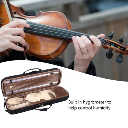 4/4 Size Violin Box with Hygrometer and Hardshell Violin Storage Case