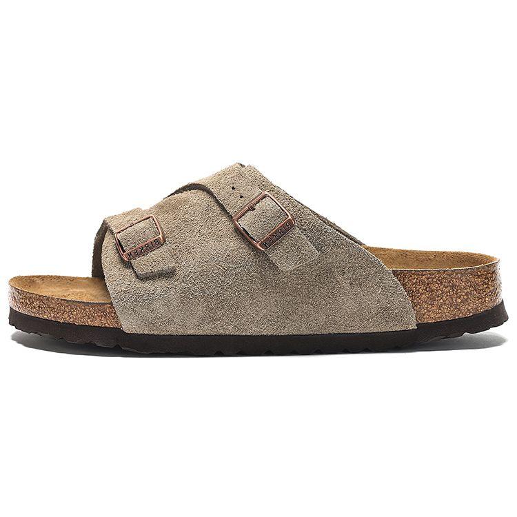Birkenstock Doppel-Schnalle Paar EVA Leder-Spleißung Stille Schnelltrocknende Slide Sandalen Unisex Sandalen Beige 1009532 35 gray