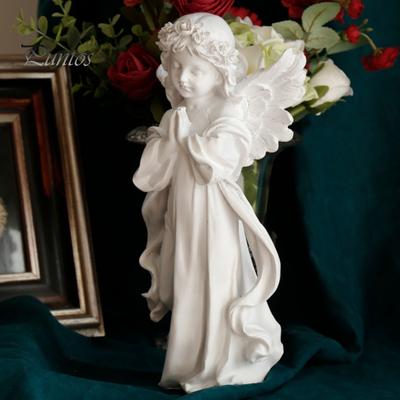 Gebetsengel Figur Zügel Schutzengel Statue Weiß Geflügelte Fee Mädchen Skulptur Home-Office Bücherregal Desktop Dekoration Ornament