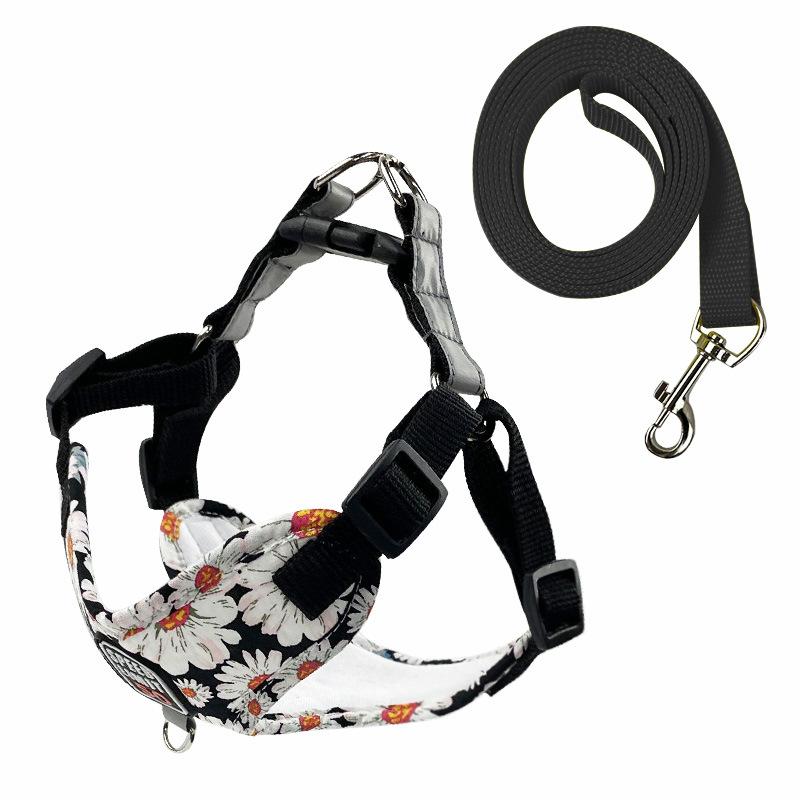 Classic Pet Harnesses Fashion Printed Nylon Dog Harness Vest Reflective Dog Harness Leash Set for Small Medium Dogs Cats French Bulldog