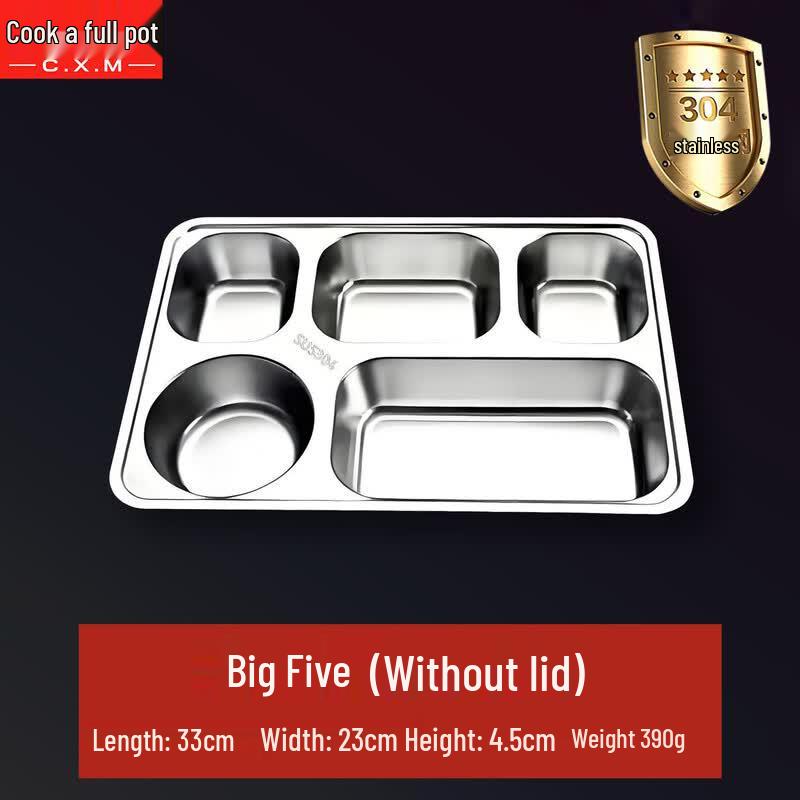 

Chui Xiaoman 304 Stainless Steel 5-Compartment Meal Tray Set