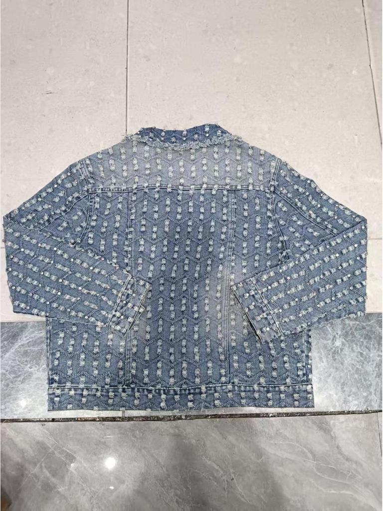 2025 Retro Ausgefranste Bestickte Strassstein Jeansjacke