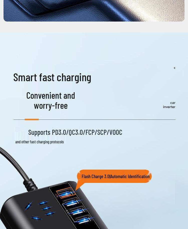 Universal Car Inverter: 12V/24V to 220V Power Converter & Phone Charger