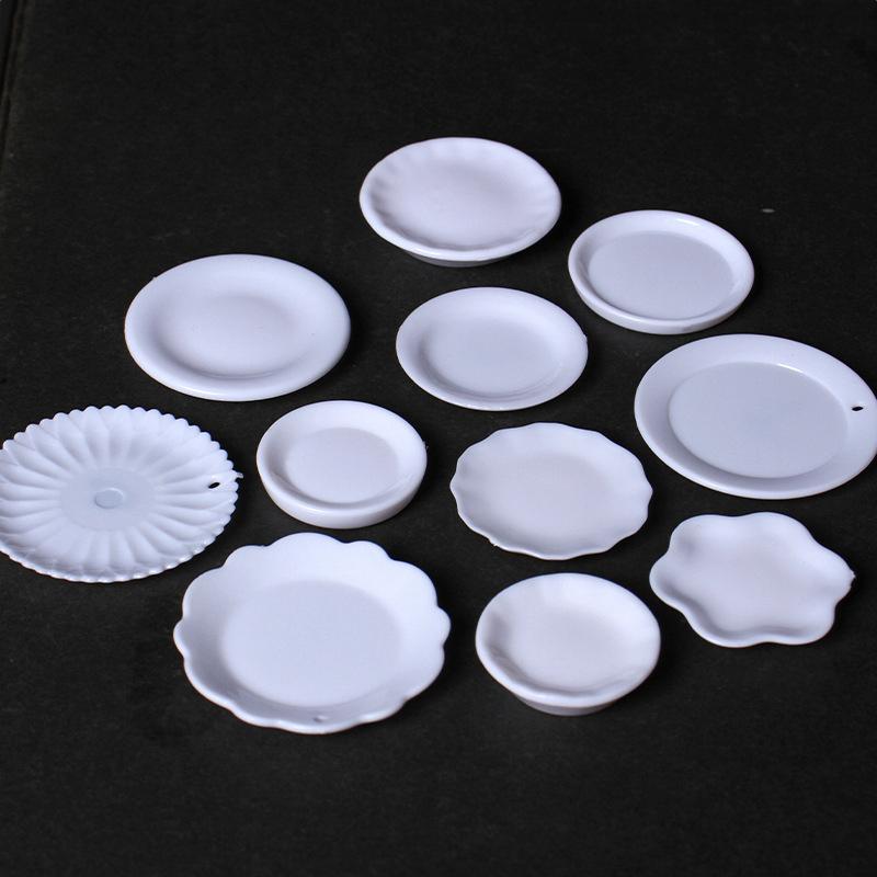 5Pcs Dollhouse Simulation Plates Tray Set Dollhouse Mini Kitchen Tableware Decoration For 1/12 Dollhouse Decoration