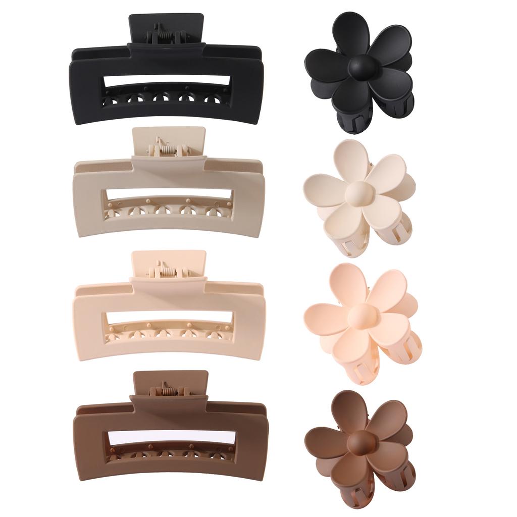 Matte Hair Clips for Women and Girls - Rectangle and Double Row Small Claw Clips for Thin/Medium Fine Hair - Nonslip Jaw Clips