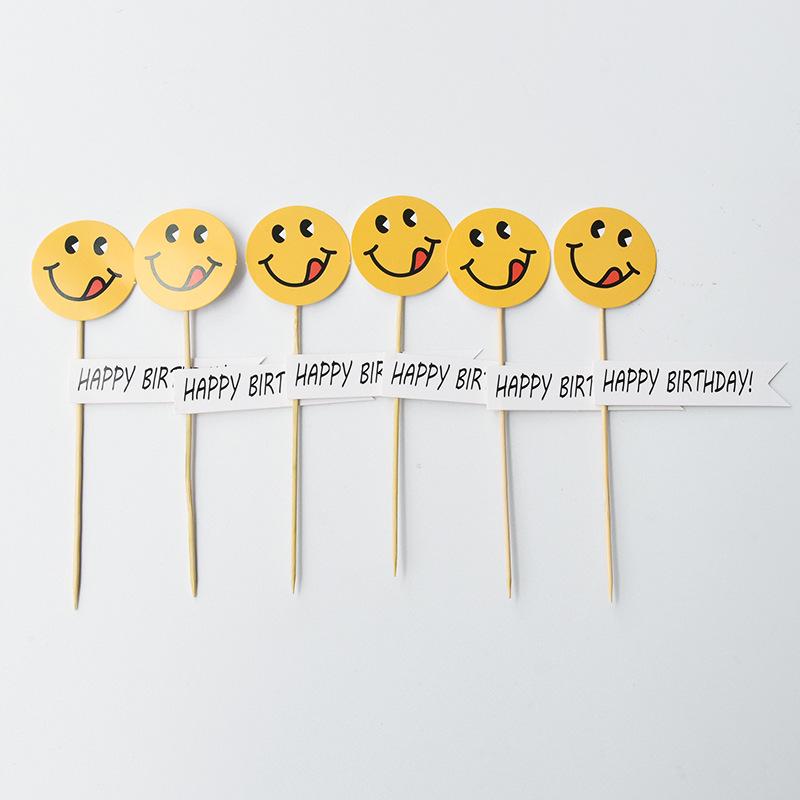 Cute Bear & Smiley Face Birthday Candle Inserts - Cartoon Cake Decorations for Kids