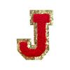 Red A-Z Chenille Embroidery Letter Patches, 5cm Self-Adhesive for DIY Clothing.