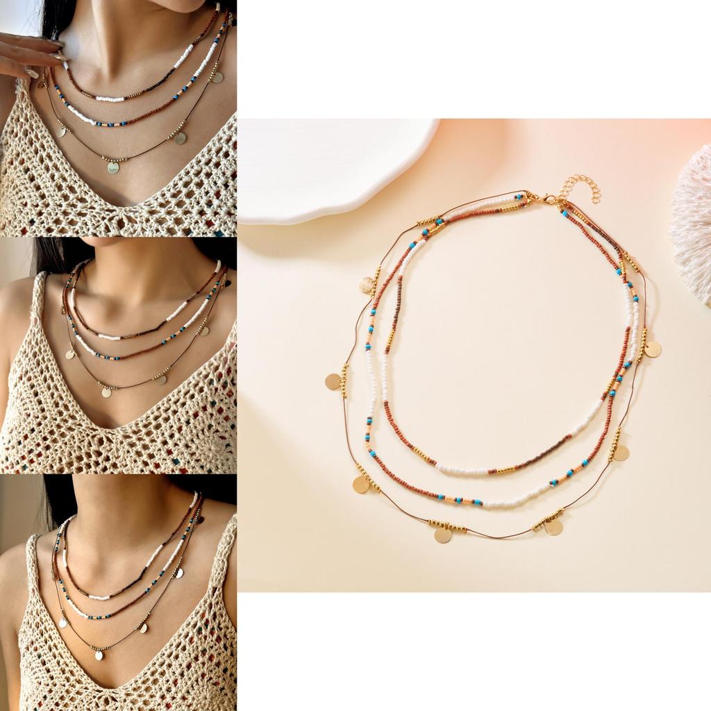 Bohemian Style Beaded Necklace With Handmade Layered Choker For Women