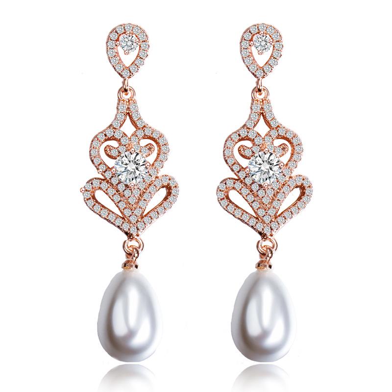 E0219 High-End Diamond Bridal Earrings, Microencrusted Zircon Geometric Earrings, Needles