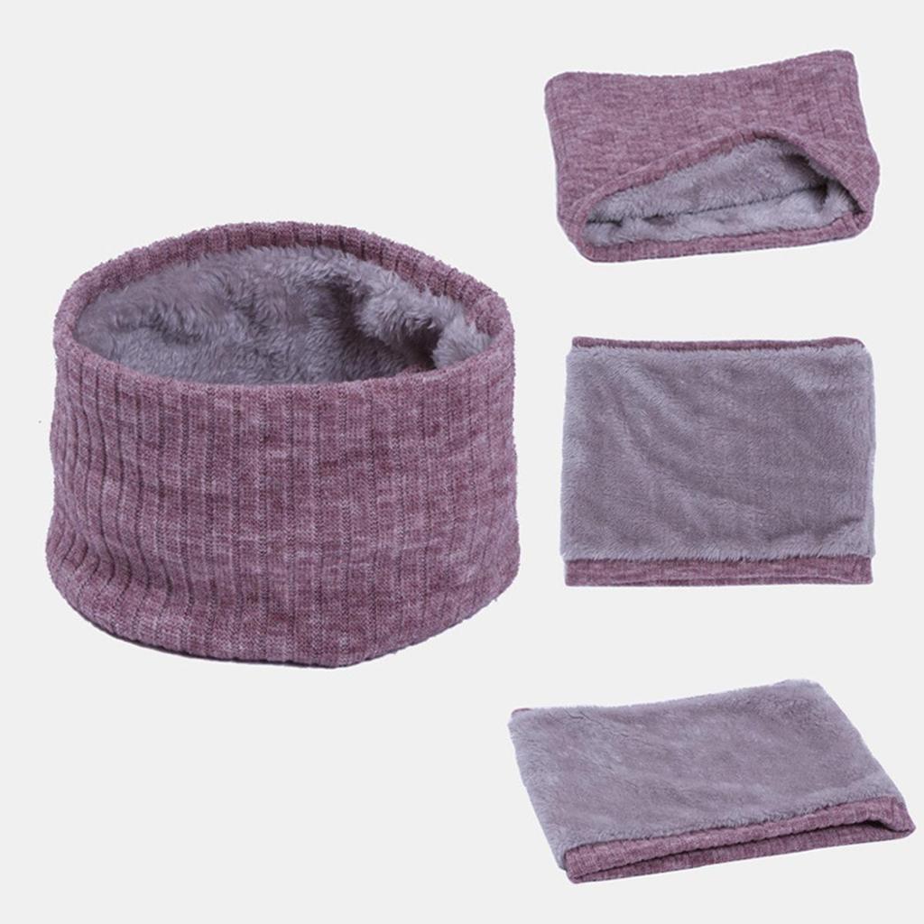 Unisex Double-Layer Fleece Neck Gaiter: Extra Thick, Warm, Solid Color Knitted Scarf for Autumn/Winter