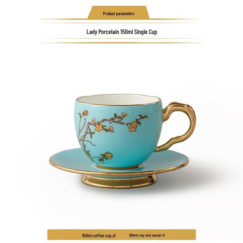 Yongfengyuan Madam Porcelain West Lake Blue Ceramic Teacup & Coffee Cup Pair (150ml)