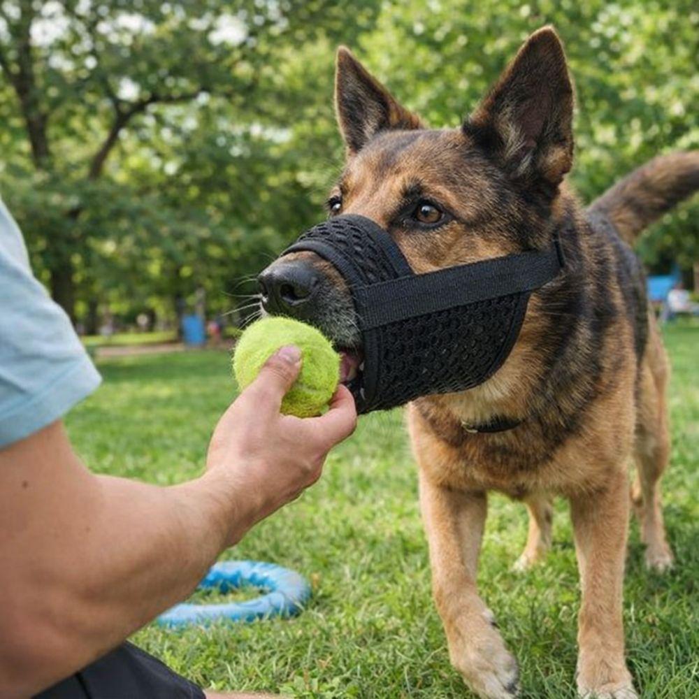 Prevent Chewing Anti Bite Dog Mesh Muzzle Prevent Barking Breathable Puppy Soft Adjustable Dog Mouth Cover Pet Supplies