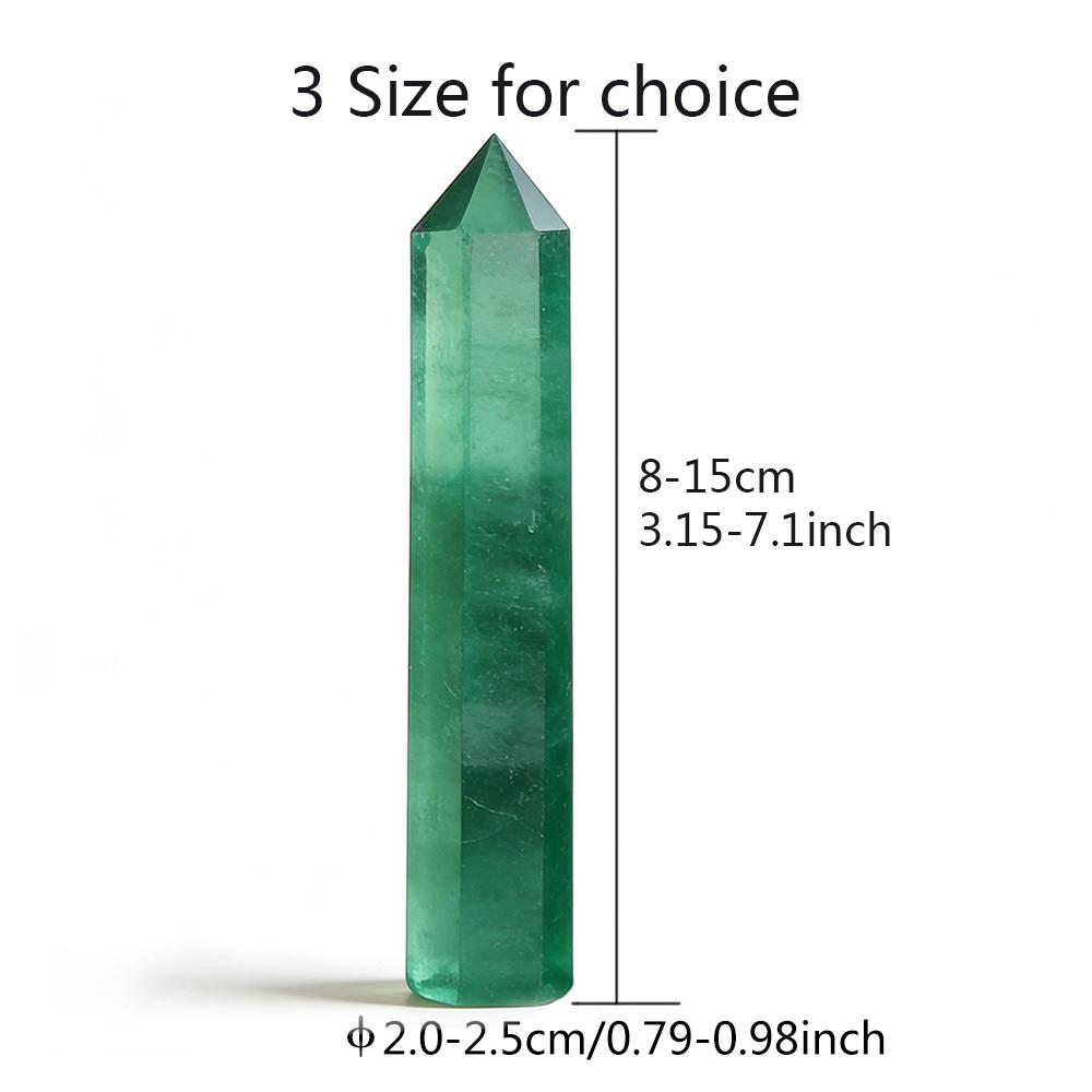 Premium Doğal Yeşil Florit Kristal Kule Tek Nokta Asa 8-15cm 6 Yüzlü Prizma Şifa Kristali Meditasyon İçin Ev Süsü