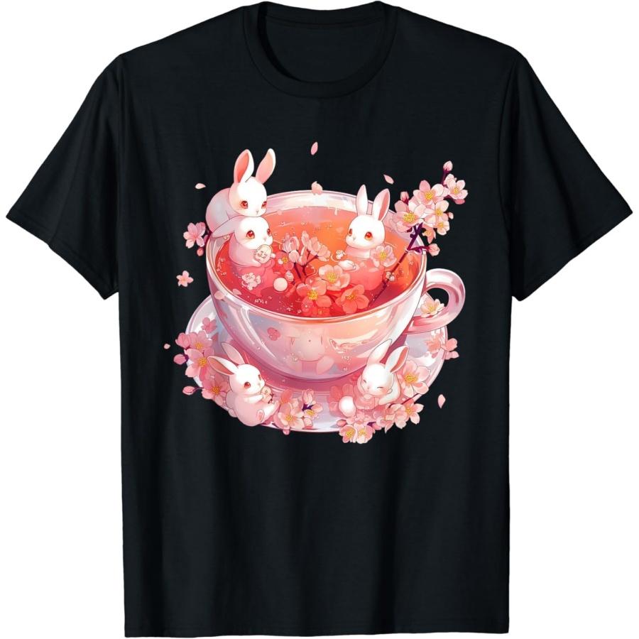 WqLqW Aesthetic Cute Anime Kawaii Tea Cherry T-Shirt S