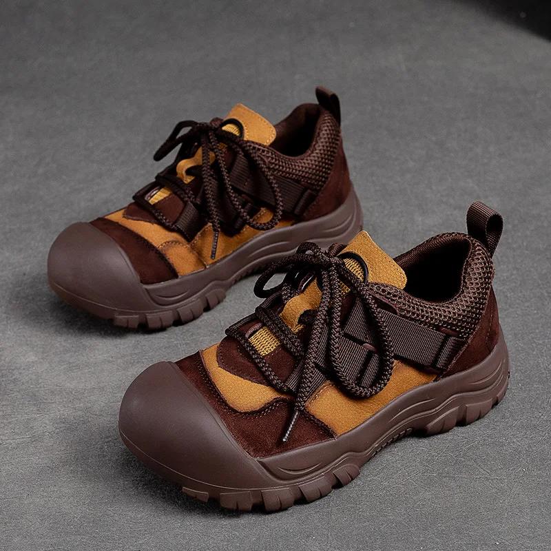 

Высококачественные женские туфли на плоской платформе 4 см, смешанные цвета, натуральная коровья кожа, повседневные кроссовки на шнуровке, женская обувь на толстой подошве 39 жёлтый