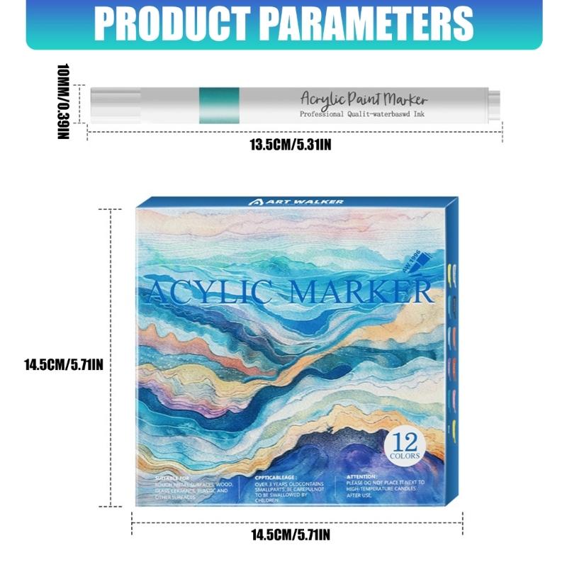 Acrylic Marker 12/24/36/48 Color Acrylic Paint Pen Brush Tip Marker for Painting On Paper Wood Glass Fabric Metal Stone