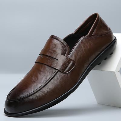 Genuine Leather Men's Driving Footwear Slip On Male Business Shoes Wedding Party Men Dress Shoes Breath Office Loafers Moccasins