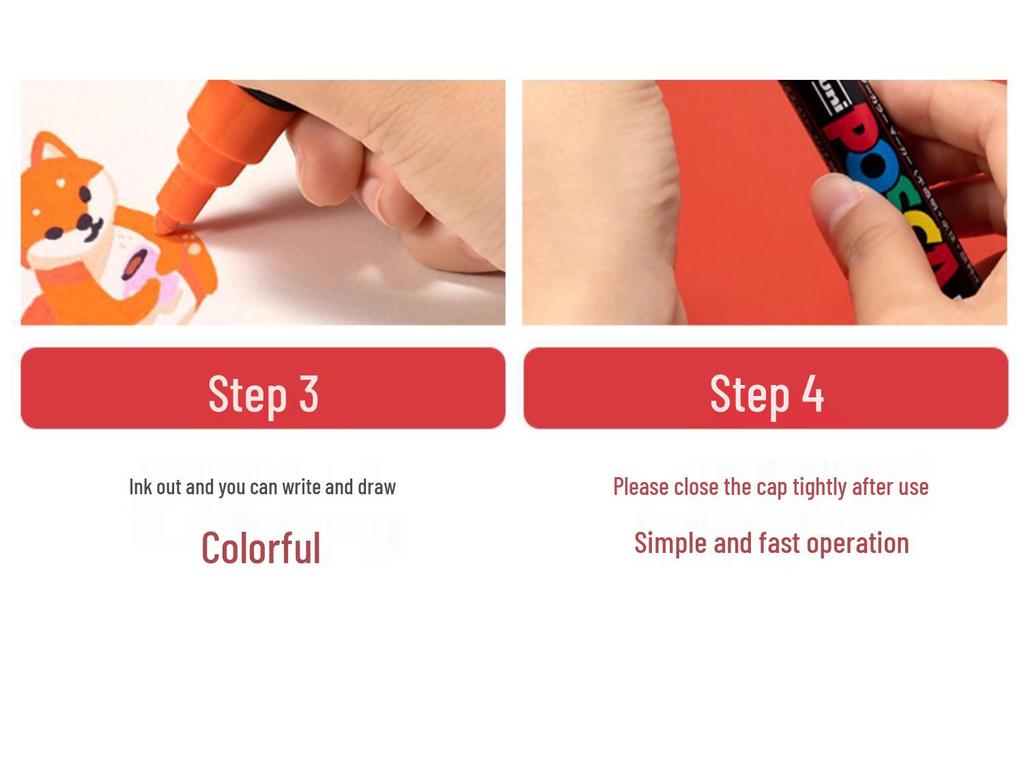 POSCA Treasure Color Acrylic Marker Set (Water-Based, PC-1M/3M/5M)