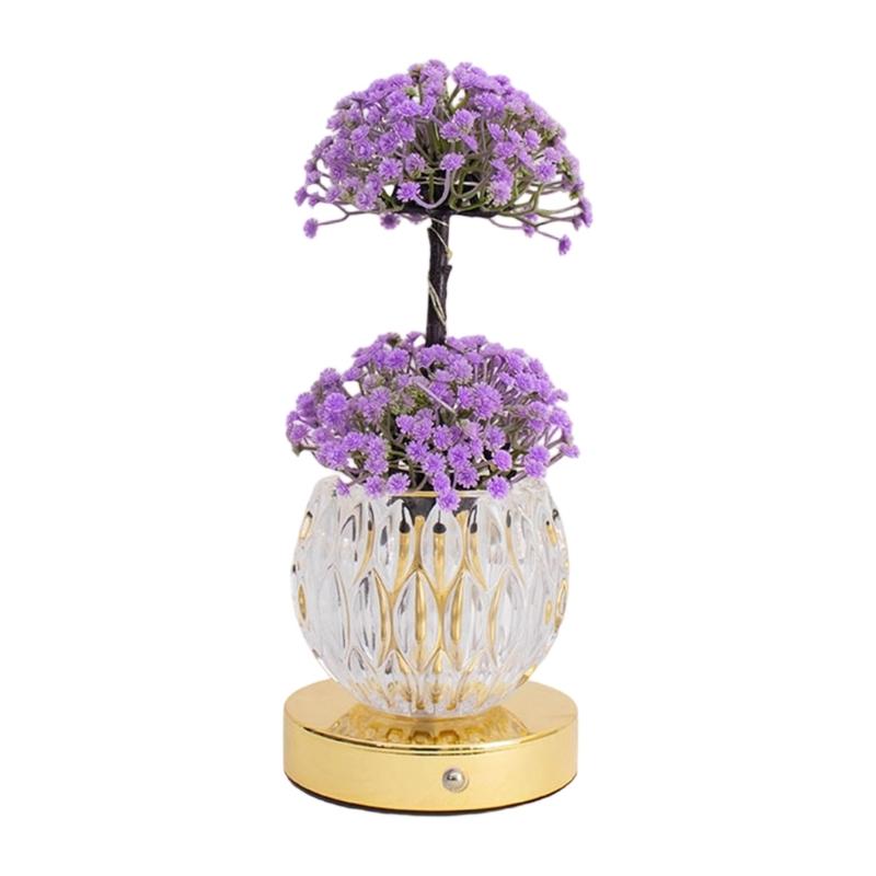 Decorative Flower Glass Bottle USB Night Light Decorative Lamp with Touch Control for Living Room Bedroom Dining Room