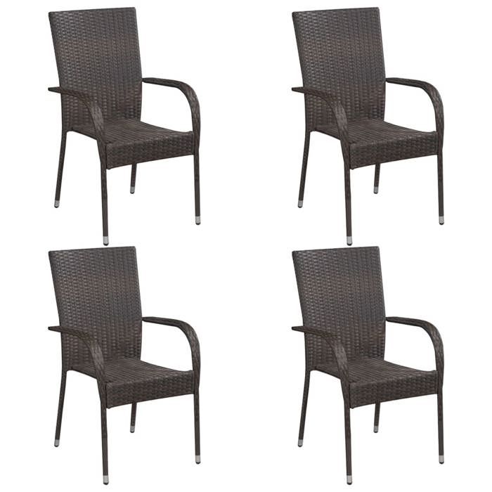 Ensemble de Salle à Manger - VIDAXL - 5 pcs - Bois d'Acacia Massif - Acier Résistant aux Intempéries - Empilable