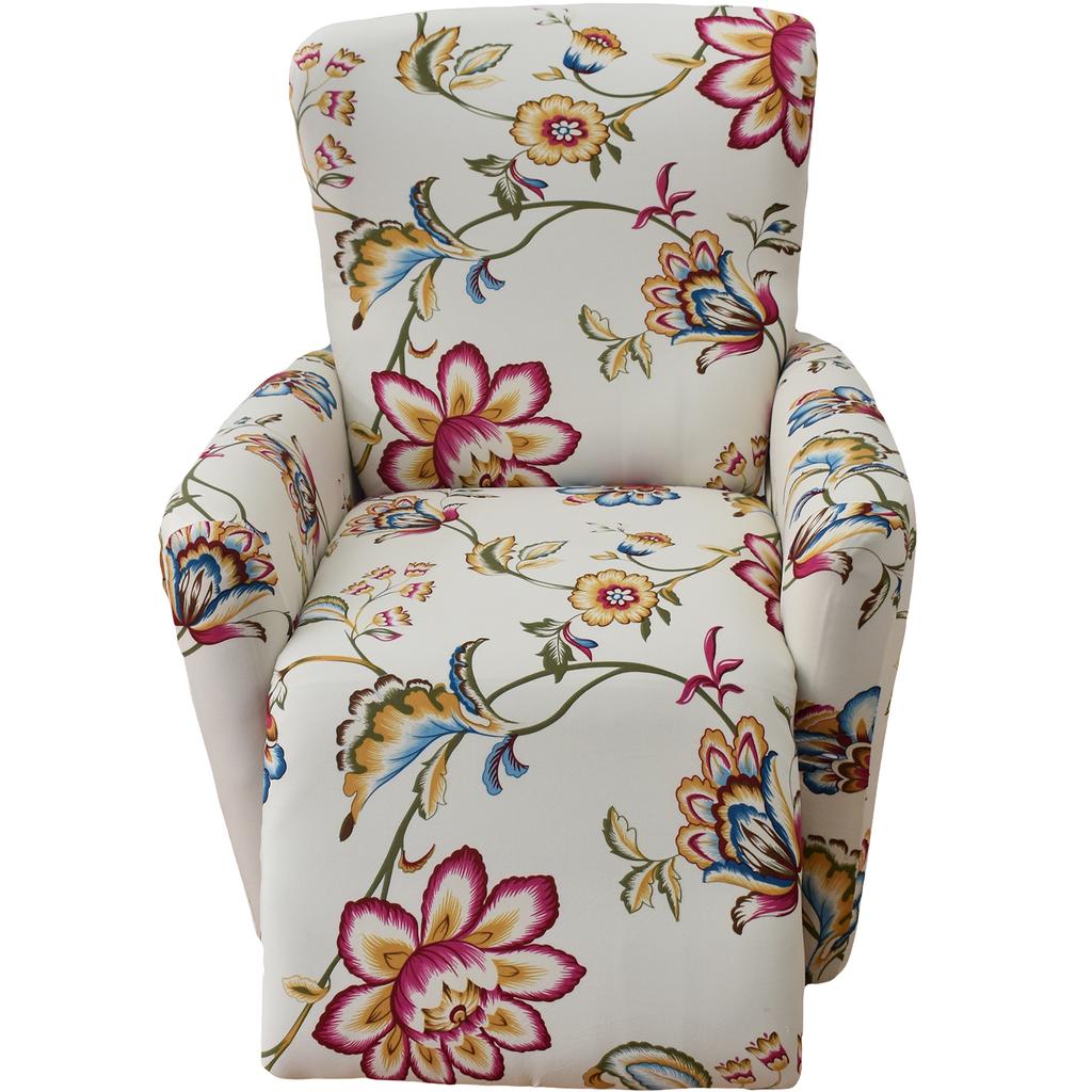 4Pcs Recliner Sofa Covers Elastic Polyester Slipcovers Non-slip All-inclusive Protector with Pocket Single Seater Armchair Cover