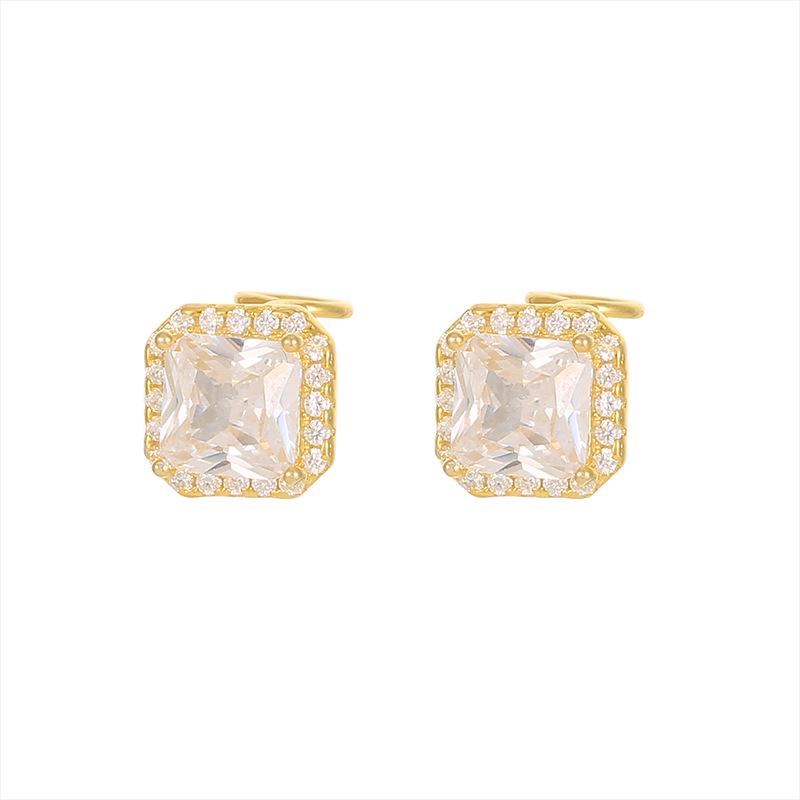 Banyan Tree S925 Silver Luxury Zircon Square Earrings - Simple, Fashion-forward Design for Women