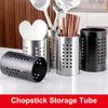 Stainless Steel Chopsticks Tube Tableware Bucket High-Capacity Kitchen Utensils Storage Round Hole Hollowed Out Drain Tube
