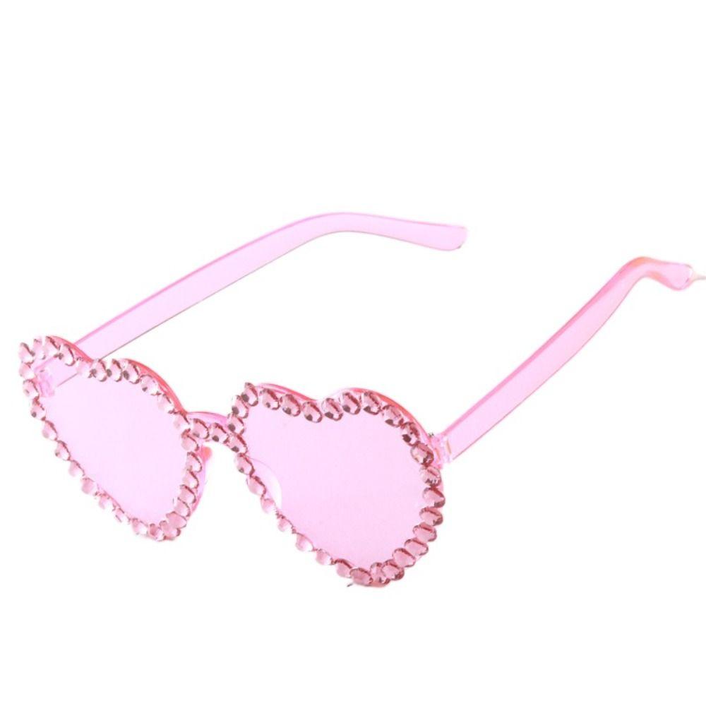 Heart-shaped Frame Fashion Rhinestone Sunglasses Outdoor Travel Party Sunglasses Sun-Protective Black Shades Glasses