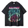 T-shirt con Stampa Grafica Manga di One Piece Roronoa Zoro per Uomo Donna Streetwear Harajuku Moda Top Oversize Cotone Lavato Retrò Girocollo Estate Nuova T-shirt