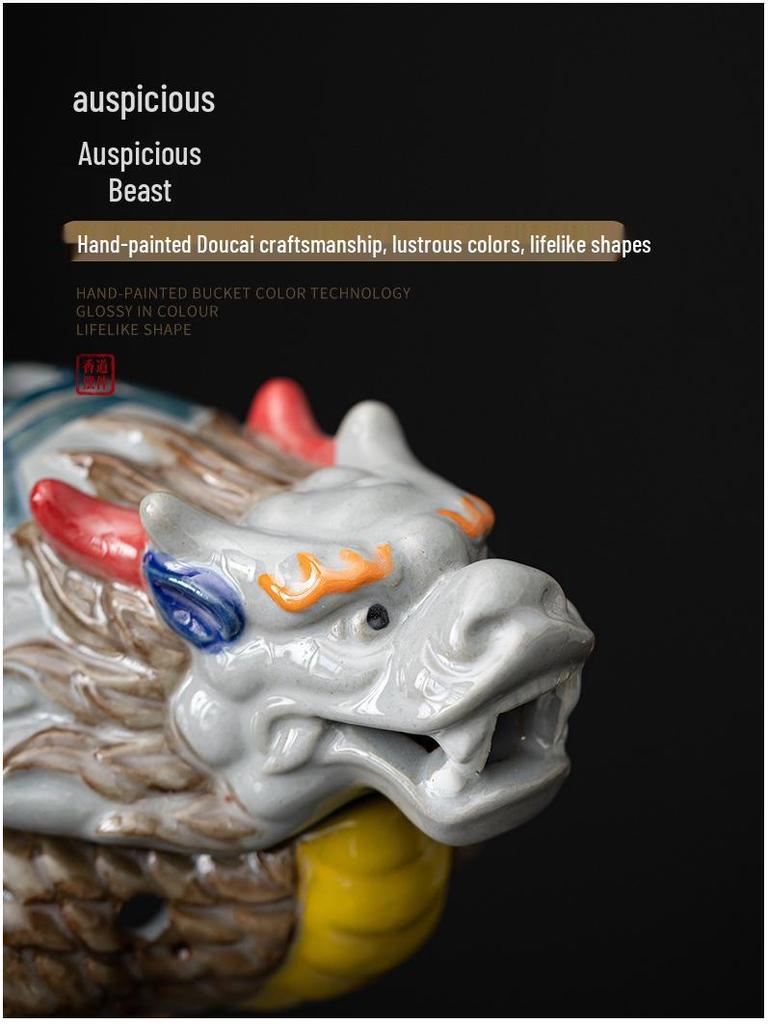 Ancient Doucai Dragon Turtle Incense Burner - Hand-painted Ceramic with Cultural Design