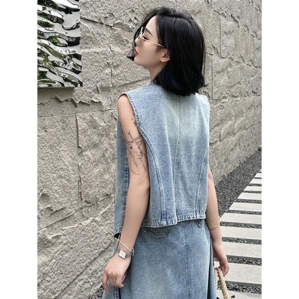 Summer Women's Embroidery Denim Vest, Bohemian Style Sleeveless Jean Jacket