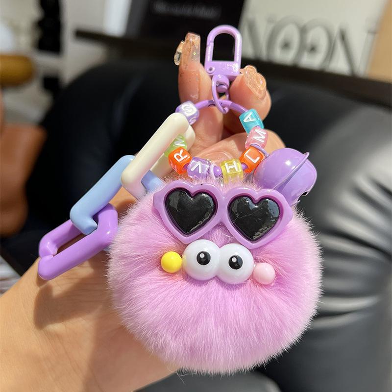 Creative Cute Rabbit Fur Keychain Fluffy Pendant Toy Car Key Holder Schoolbag Bag Cartoon Plush Doll Jewelry Women'S Decoration