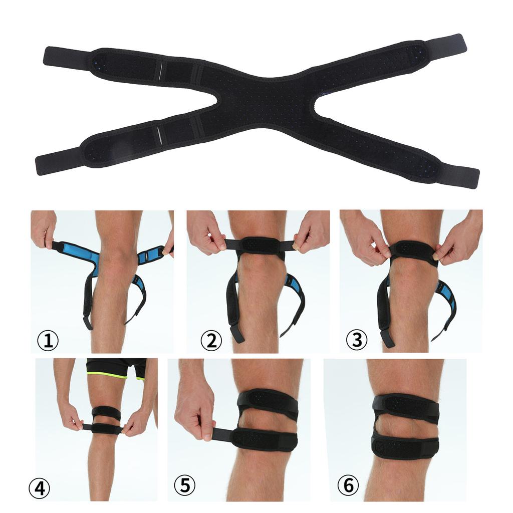 Double Knee Patella Protective Strap Adjustable Joint Support Band Stabilizer for Exercising