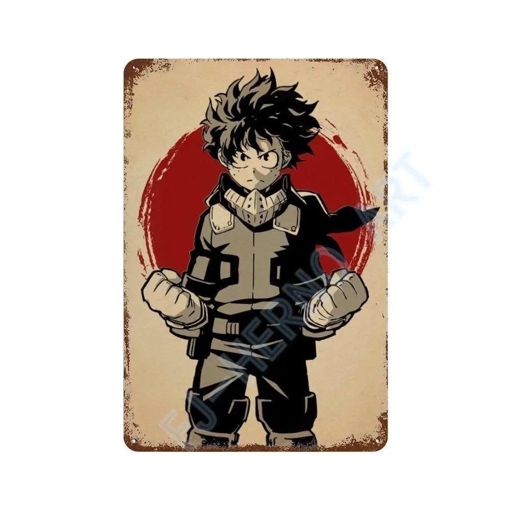 Japan Retro Anime Demon Slayer My Hero Academia Jujutsu Kaisen Metal Tin Sign Plaque Wall Art Home Kids Room Decorative Plates