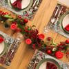 4pcs Festive Red Cardinal Bird Trees Print Woven Linen Rectangle Placemats Durable Hand Washable Heat Resistant