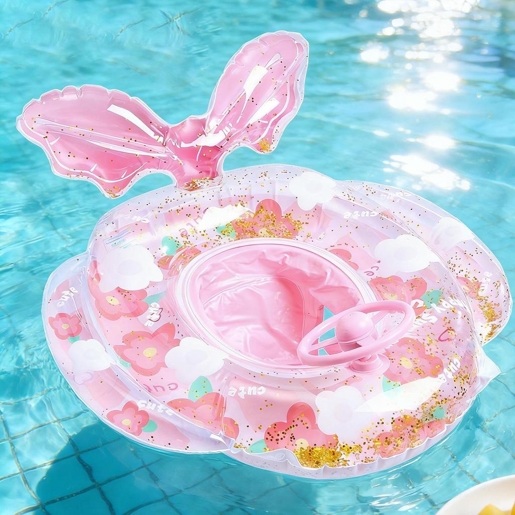 Children's Steering Wheel & Cartoon Seat Ring: Mermaid & Dinosaur Inflatable Swim Toys