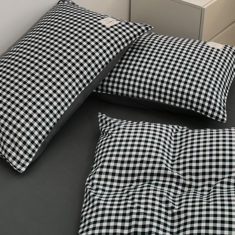 Classic Plaid Bedding Set, 1 Duvet Cover 2 Pillowcases, Brushed Microfiber, Ultra-soft,Bed Set for 1/2 People