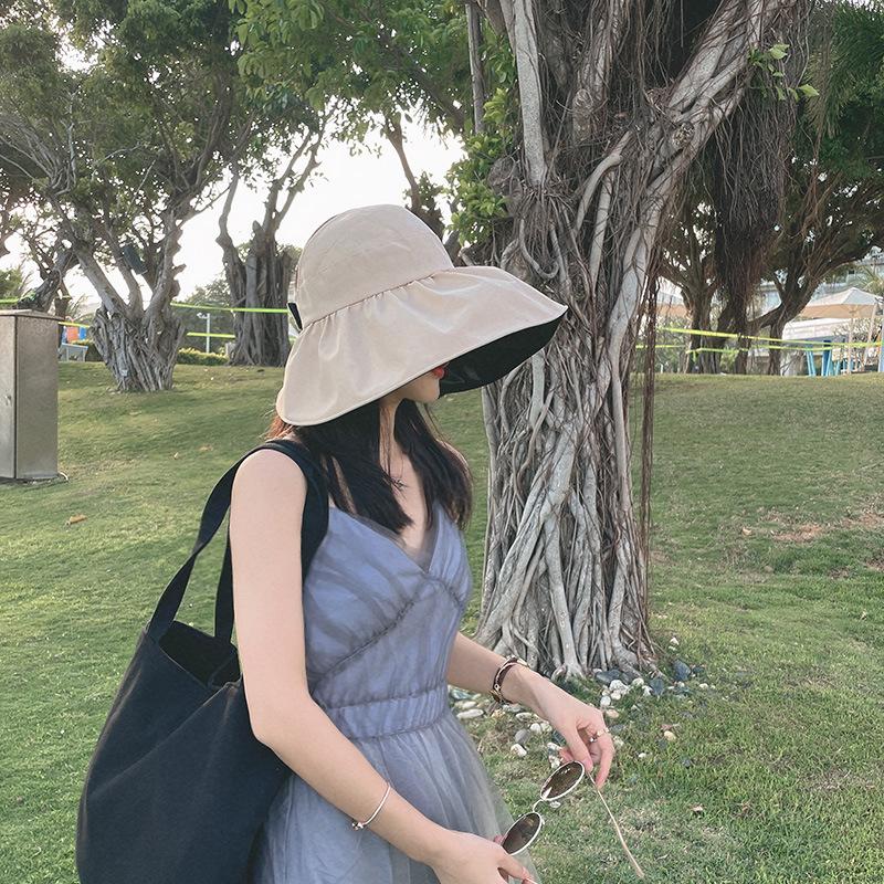 Spring and Summer UV Vinyl Empty Top Sunscreen Hat Women's UV Protection Face Cover Sun Hat Children's Summer Big Edge Sun Hat