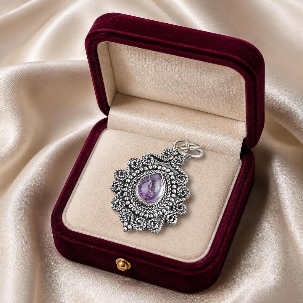 Natural Ametrine Gemstone 925 Sterling Silver Handcrafted Elegant Pendant 1.55" For Women PP-25-22