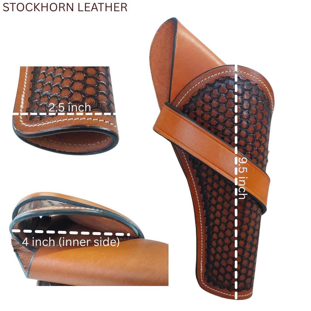 Western Leather Cross Draw Holster – Handmade Full Grain Cowboy Revolver Holder – Fits 4" to 6.5" Barrel